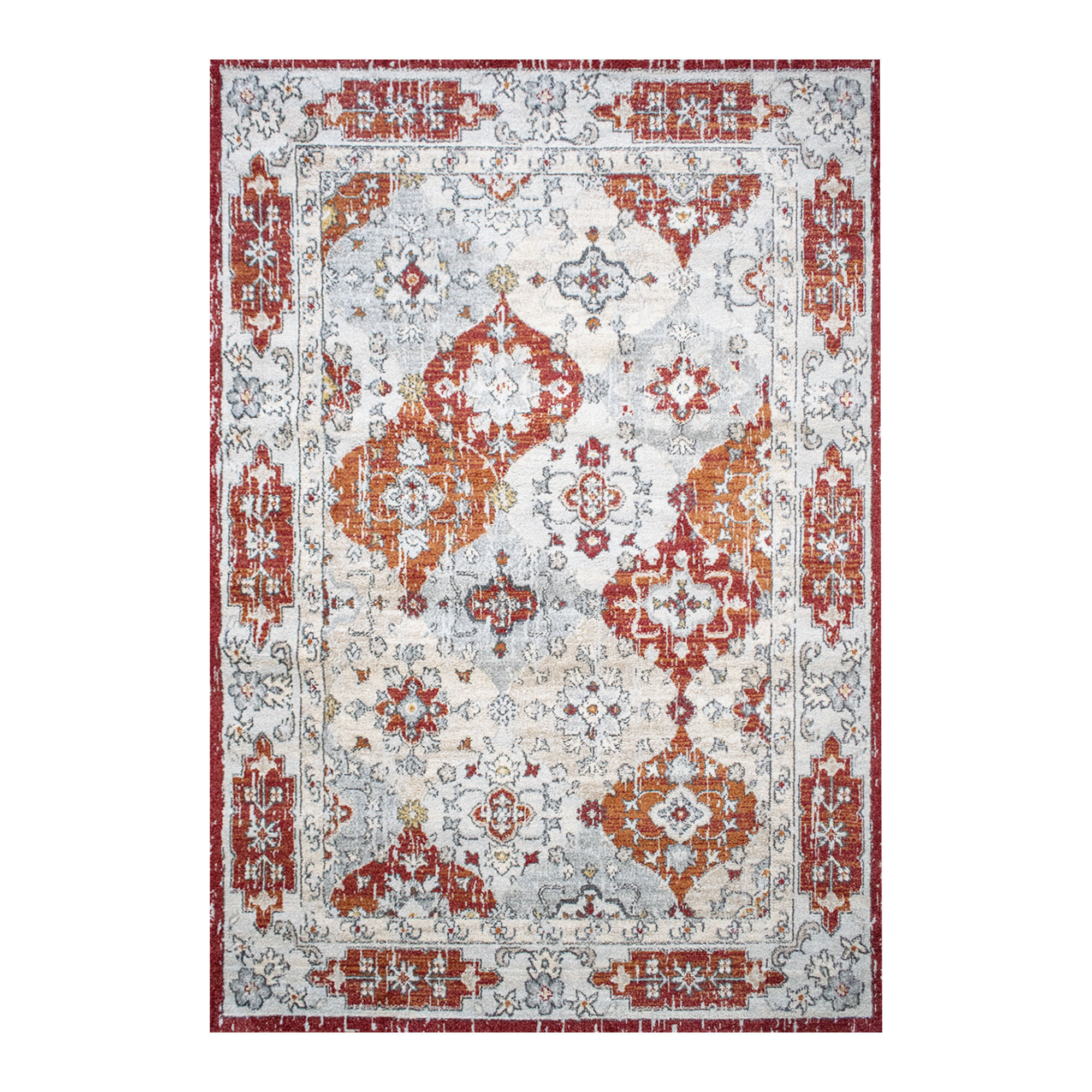Tapis NOURA terracotta, gris, rouge thumbnail 1