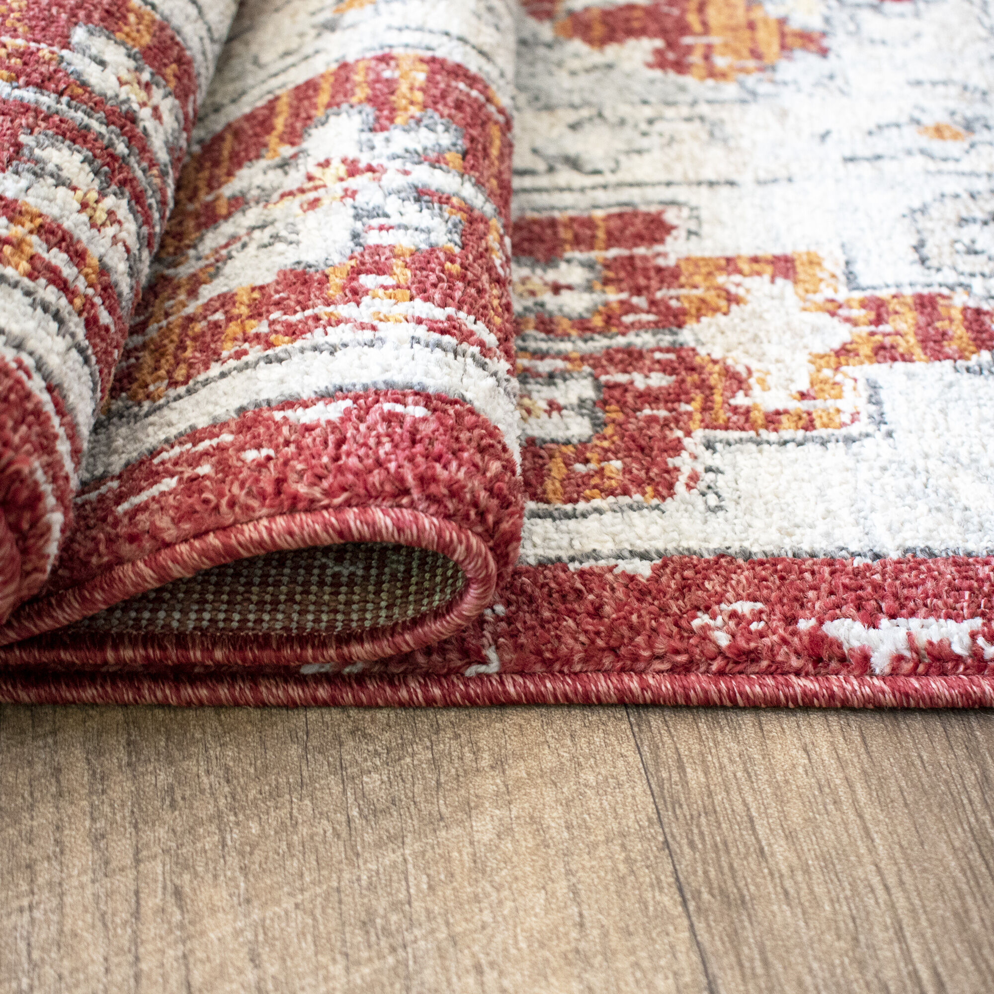 Tapis NOURA terracotta, gris, rouge thumbnail 4