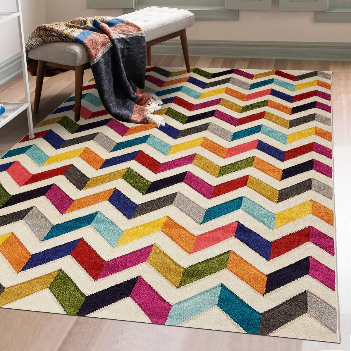 Tapis Chevron Boutik Multicolore thumbnail 2