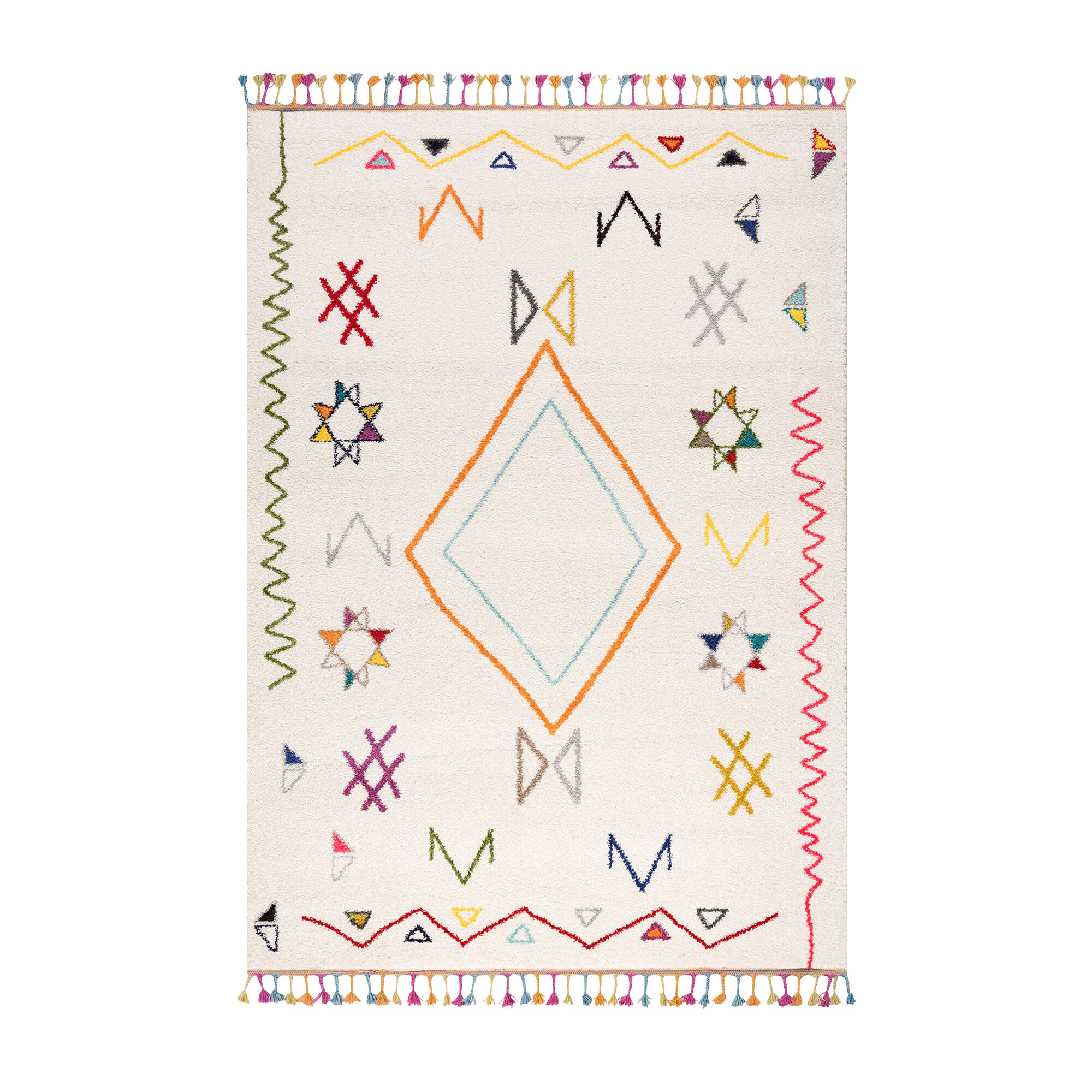 Tapis Jadida Crème, Beige, Orange, Multicolore