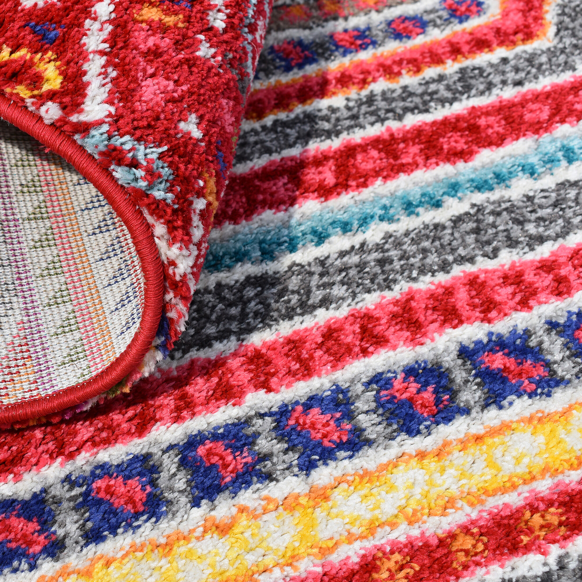 Tapis Noar Rouge, Jaune, Bleu, Orange, Gris thumbnail 3