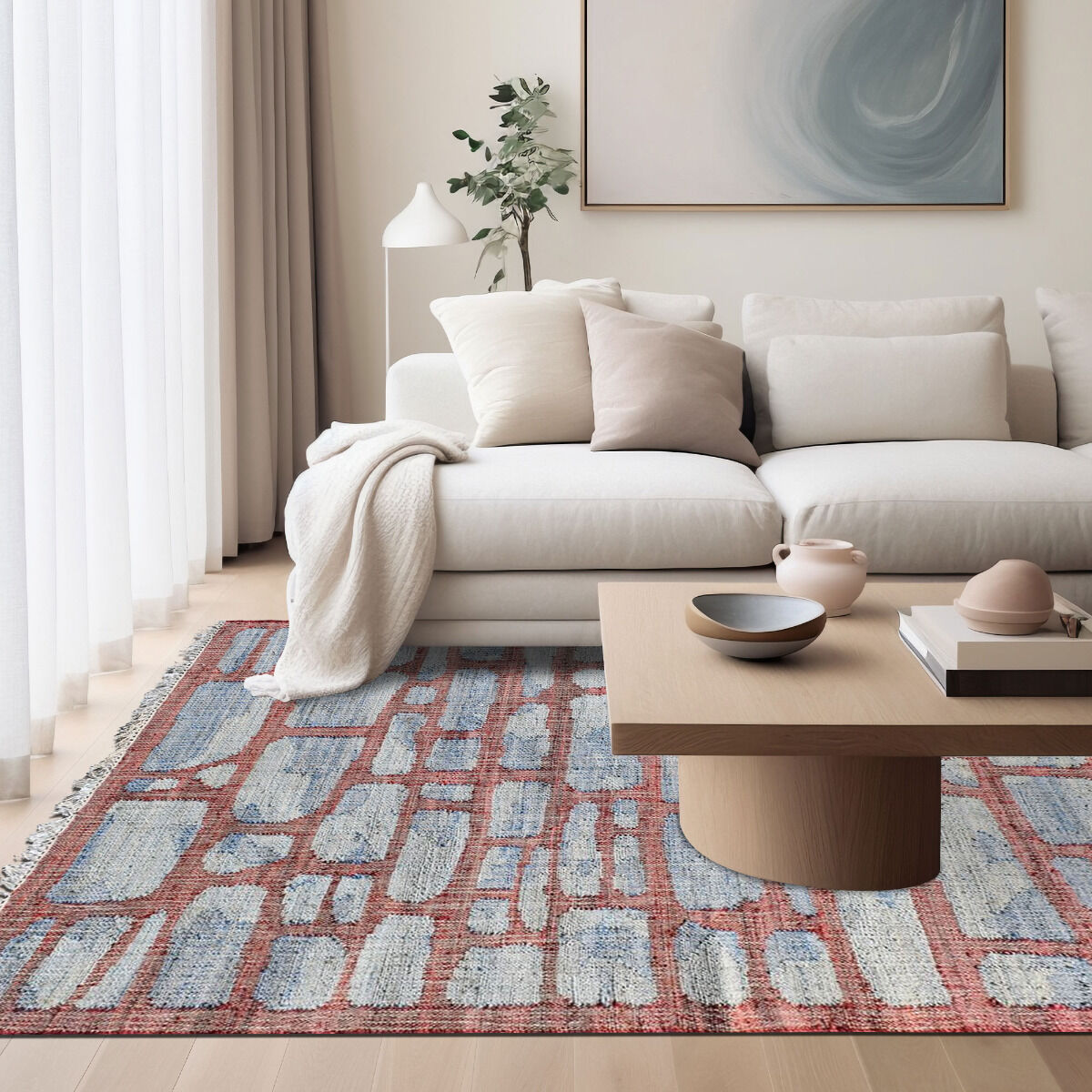 Tapis Kl Jutap Bleu, Gris, Lit De Vin thumbnail 1