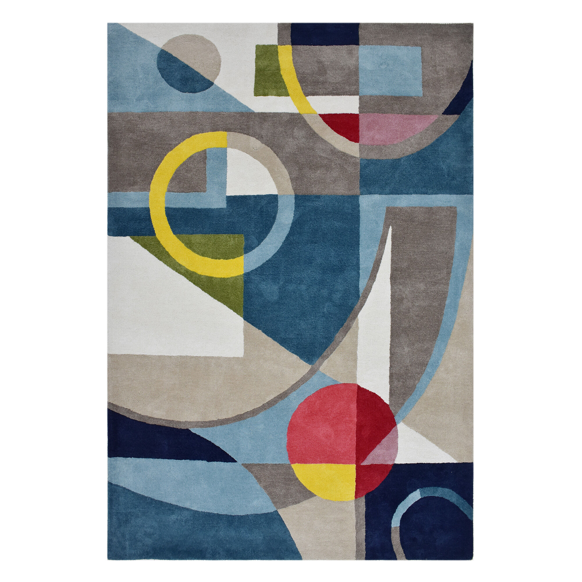 Tapis Contemporain 100% Bio Bleu, Gris, Rouge, Jaune thumbnail 2