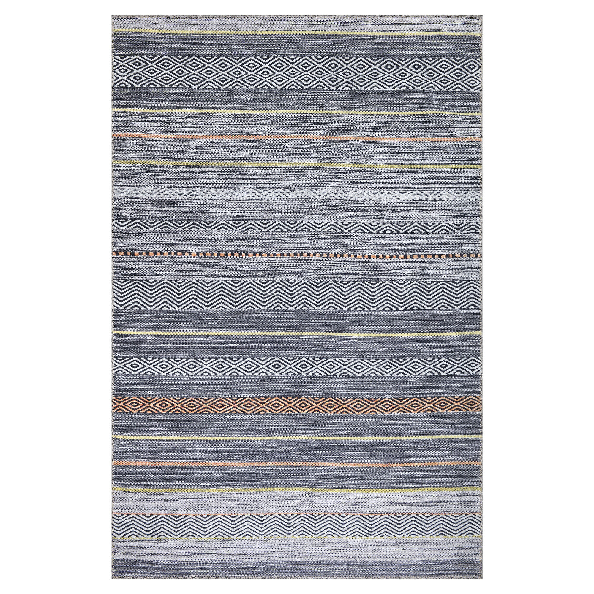 Tapis Nobasta Gris, Orange, Jaune, Blanc thumbnail 2