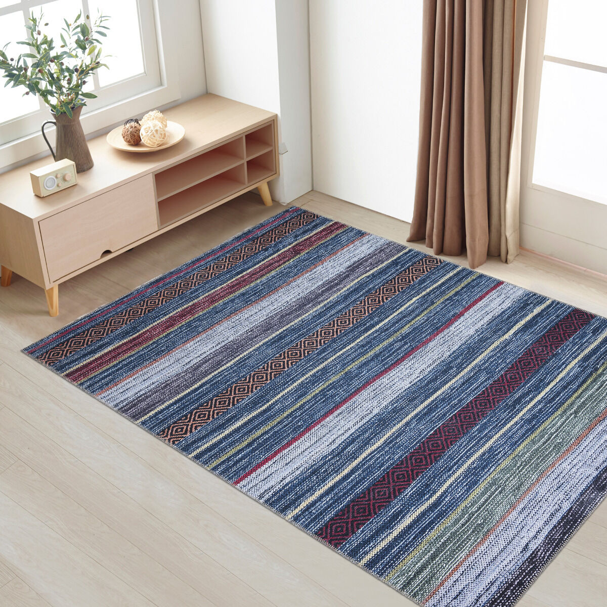 Tapis Nobasta Bleu, Rouge, Orange, Vert thumbnail 3