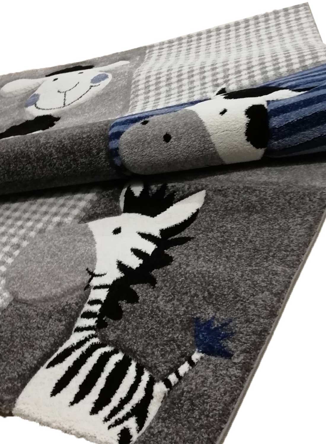 Tapis Zoo Bleu, Gris, Noir thumbnail 3