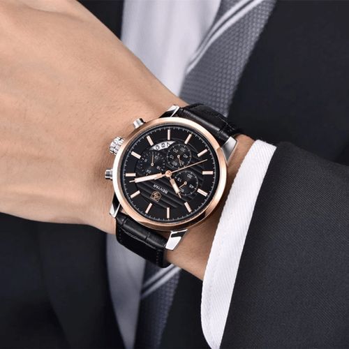 Montre Chronographe En Cuir thumbnail 3