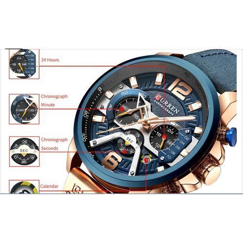 Montre Homme 8329 Cuir Chronographe Bleu thumbnail 3