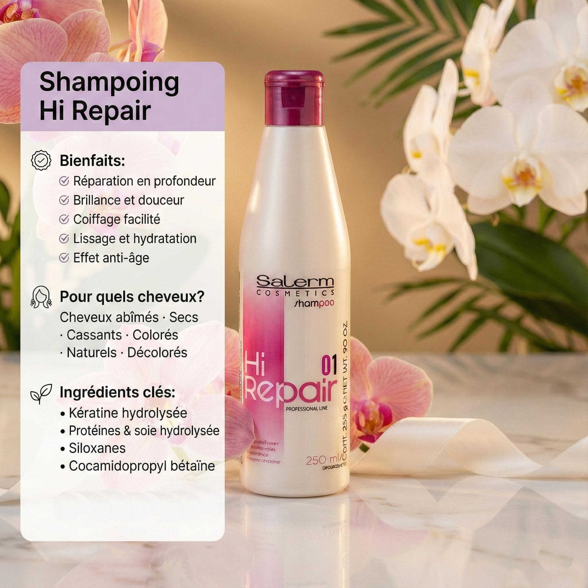Shampoing HI Repair Nourrissant & Réparateur 250ml À la Kératine & Protéines de Soie