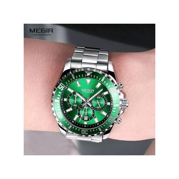 Montre Chronographe Gris Fond Vert