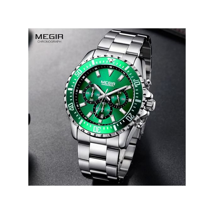 Montre Chronographe Gris Fond Vert thumbnail 4