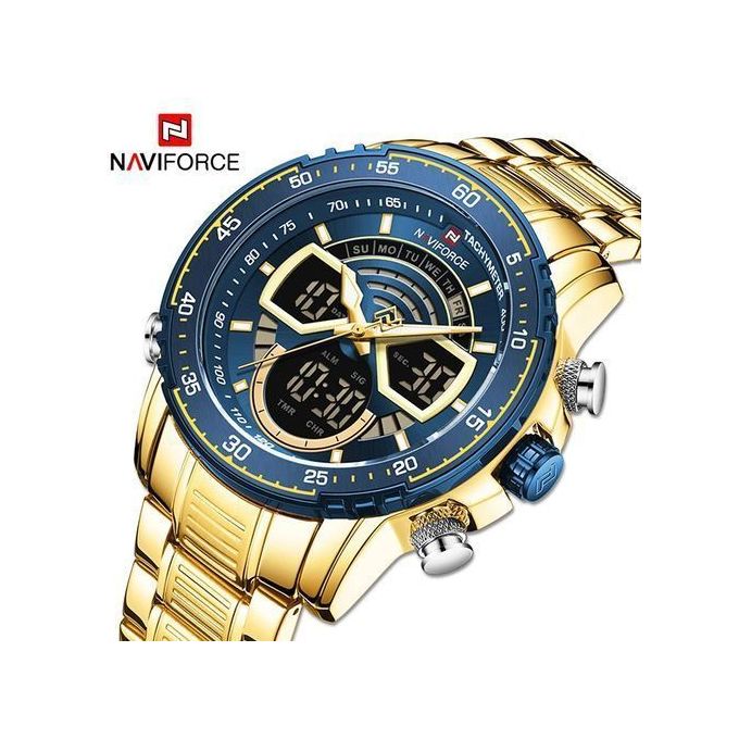 Montre Chronographe Sport Ur Doré_bleu