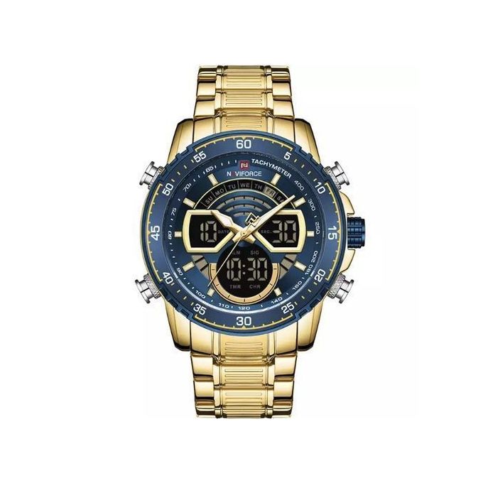 Montre Chronographe Sport Ur Doré_bleu