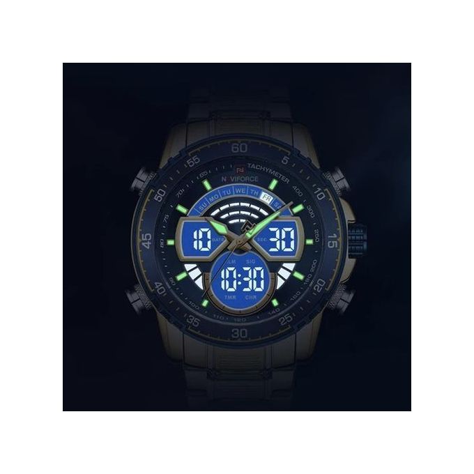 Montre Chronographe Sport Ur Doré_bleu thumbnail 4