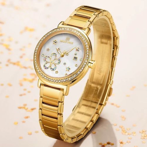 Montre à Quartz Femmes Étanche Naviforce Doré