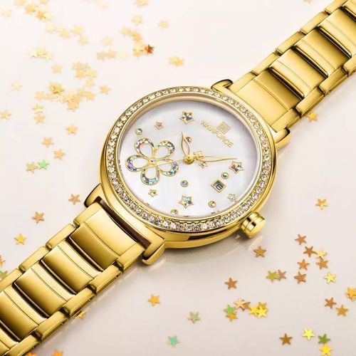 Montre à Quartz Femmes Étanche Naviforce Doré