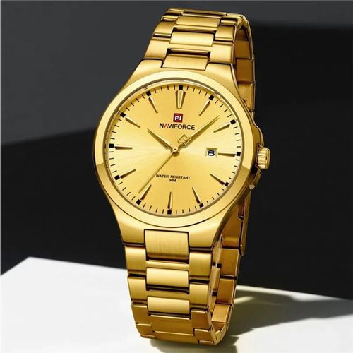 Montre Bracelet Acier Inoxydable Horloge à Quartz Gold