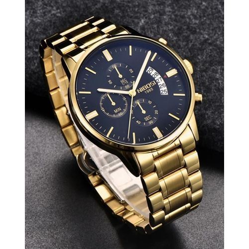 Montre Chronographe Doré Fond Noir