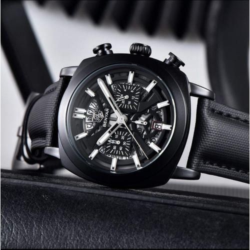 Montre Hronographe Bracelet en Cuir Attrait