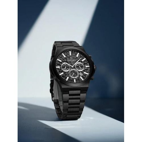 Montre Homme Sport Acier Noir Étanche