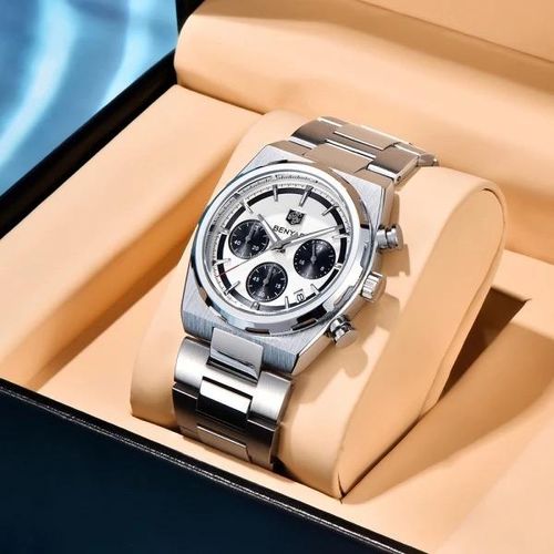 Montre à Quartz Chronographe en Acier Inoxydable Résistant à Leau,luminous