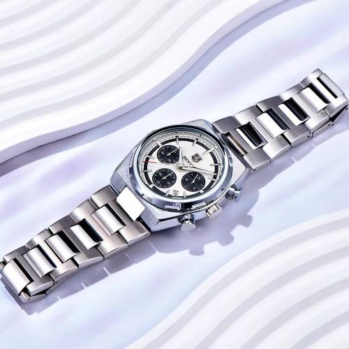 Montre à Quartz Chronographe en Acier Inoxydable Résistant à Leau,luminous