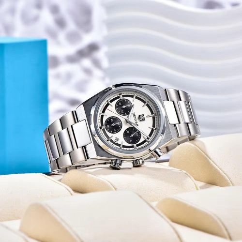 Montre à Quartz Chronographe en Acier Inoxydable Résistant à Leau,luminous thumbnail 4
