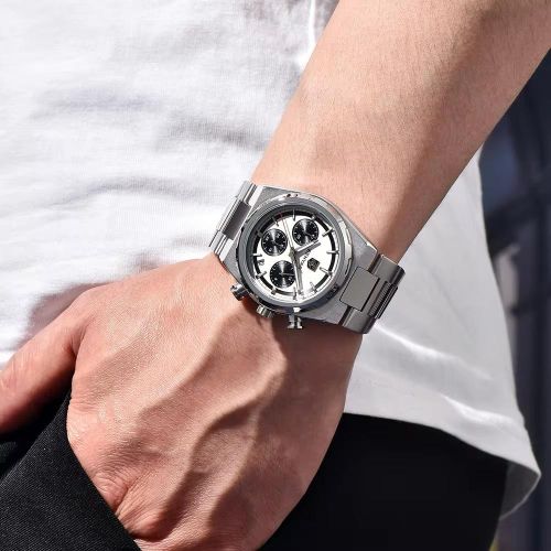 Montre à Quartz Chronographe en Acier Inoxydable Résistant à Leau,luminous thumbnail 3
