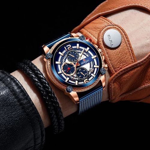 Montre Casual Hommes Ceinture en Acier Montre Multifonction