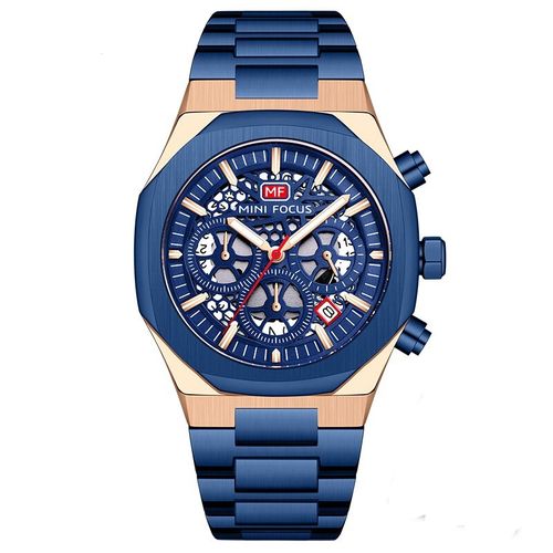 Mini Focus Montre Bracelet Bleu Quartz Chronographe pour Homme