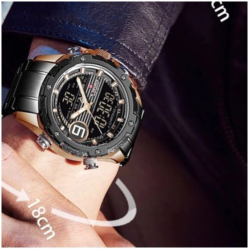 Montre Homme Double Fonction Digital et Classique Chronographe Quartz thumbnail 3