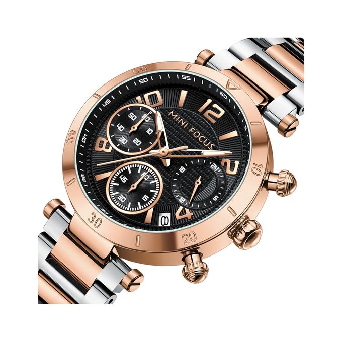 Montre-bracelet pour Femmes, Chronographe à Quartz, Acier Inoxydable