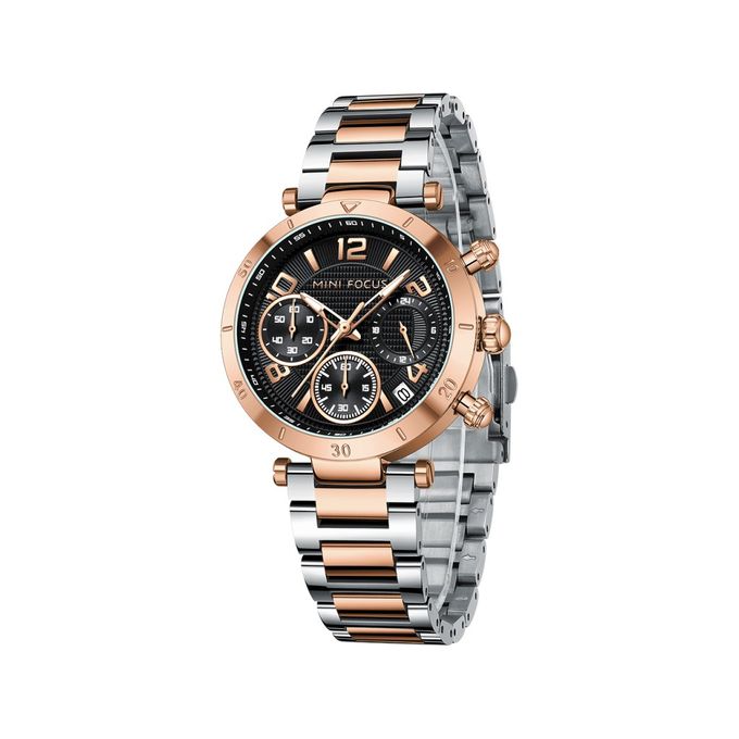Montre-bracelet pour Femmes, Chronographe à Quartz, Acier Inoxydable