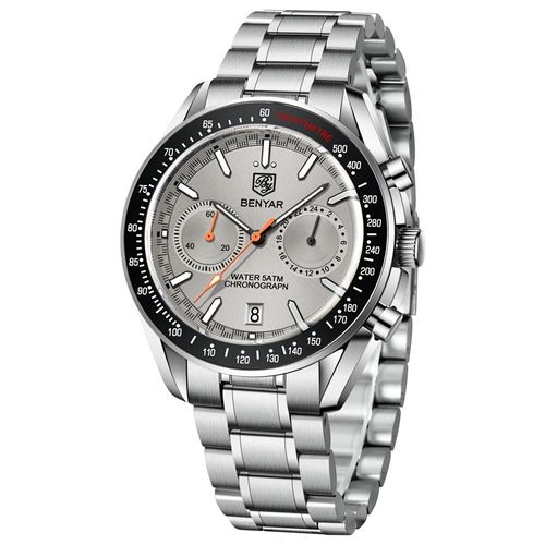 Montre Bracelet Argent pour Hommes Quartz Chronographe