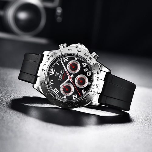 Montre Bracelet en Silicon Noir Quartz 