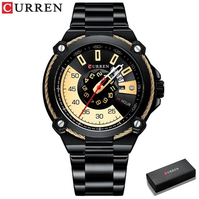 Montre pour Hommes Horloge à Quartz Mâle Montre-bracelet en Acier Inoxydable