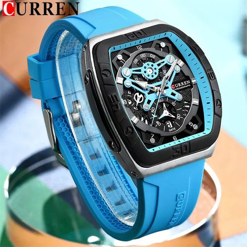 montre à Quartz Calendrier pour Homme, Six Broches, Bande de Sport, 8443