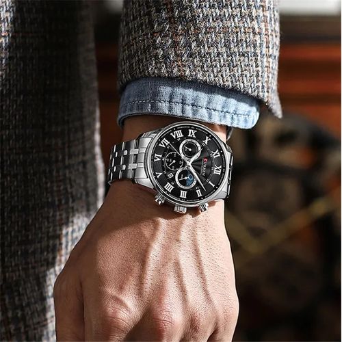 Montre-bracelet en Acier Inoxydable pour Homme, Chronographe Étanche thumbnail 3