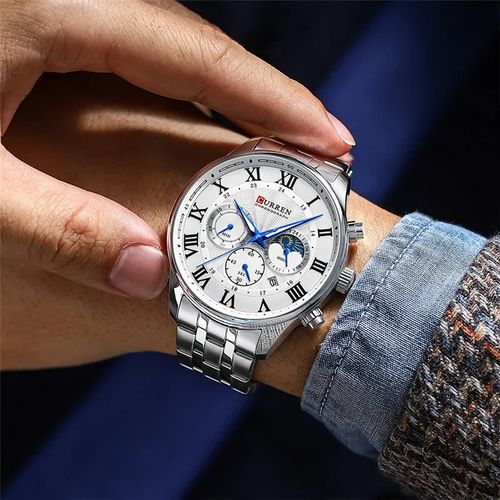 Montre-bracelet en Acier Inoxydable pour Homme, Chronographe Étanche thumbnail 3