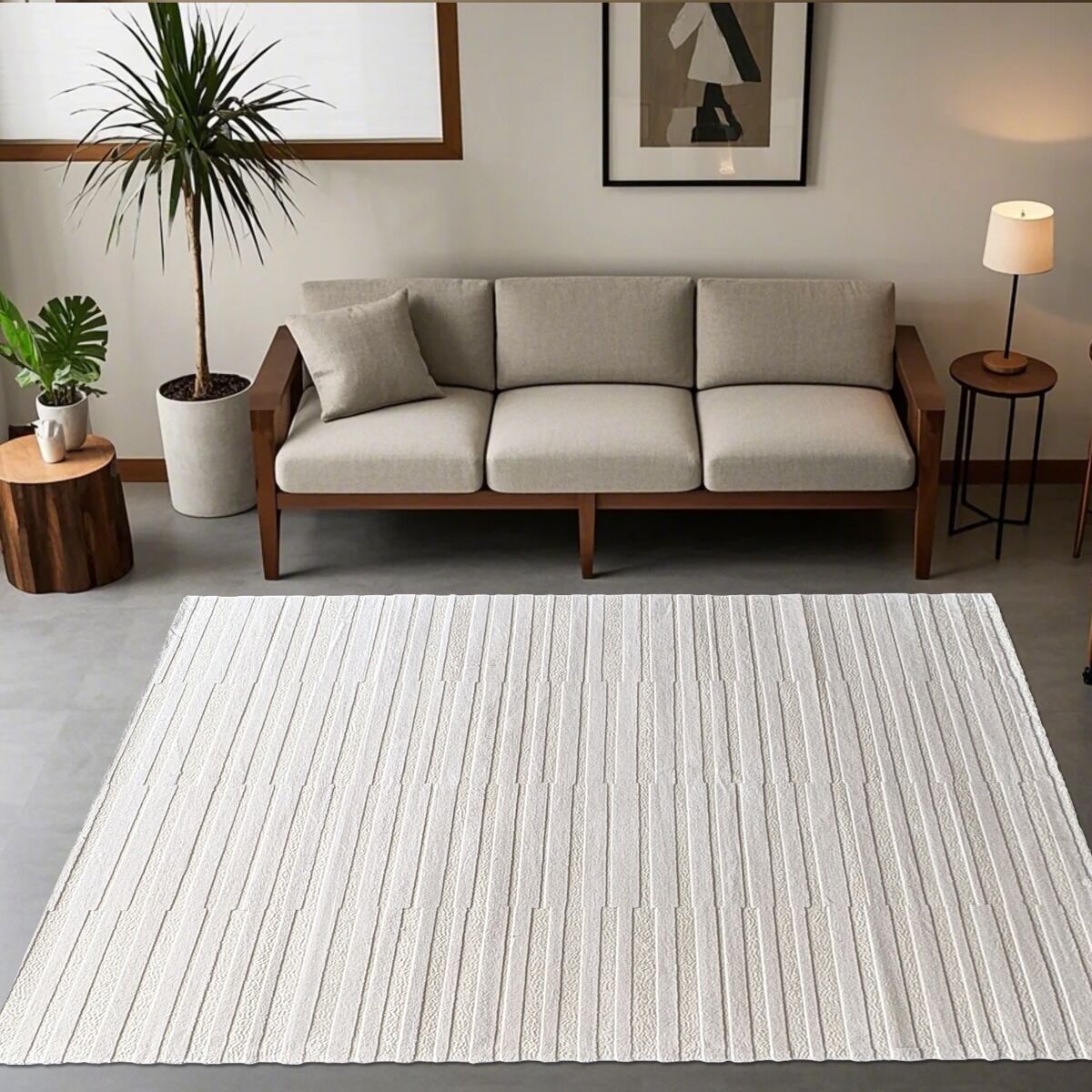 Tapis Salon, Relief Texturé, RYTHMO crème thumbnail 1