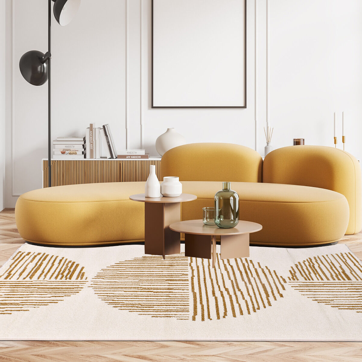 Tapis COSMY camel, crème