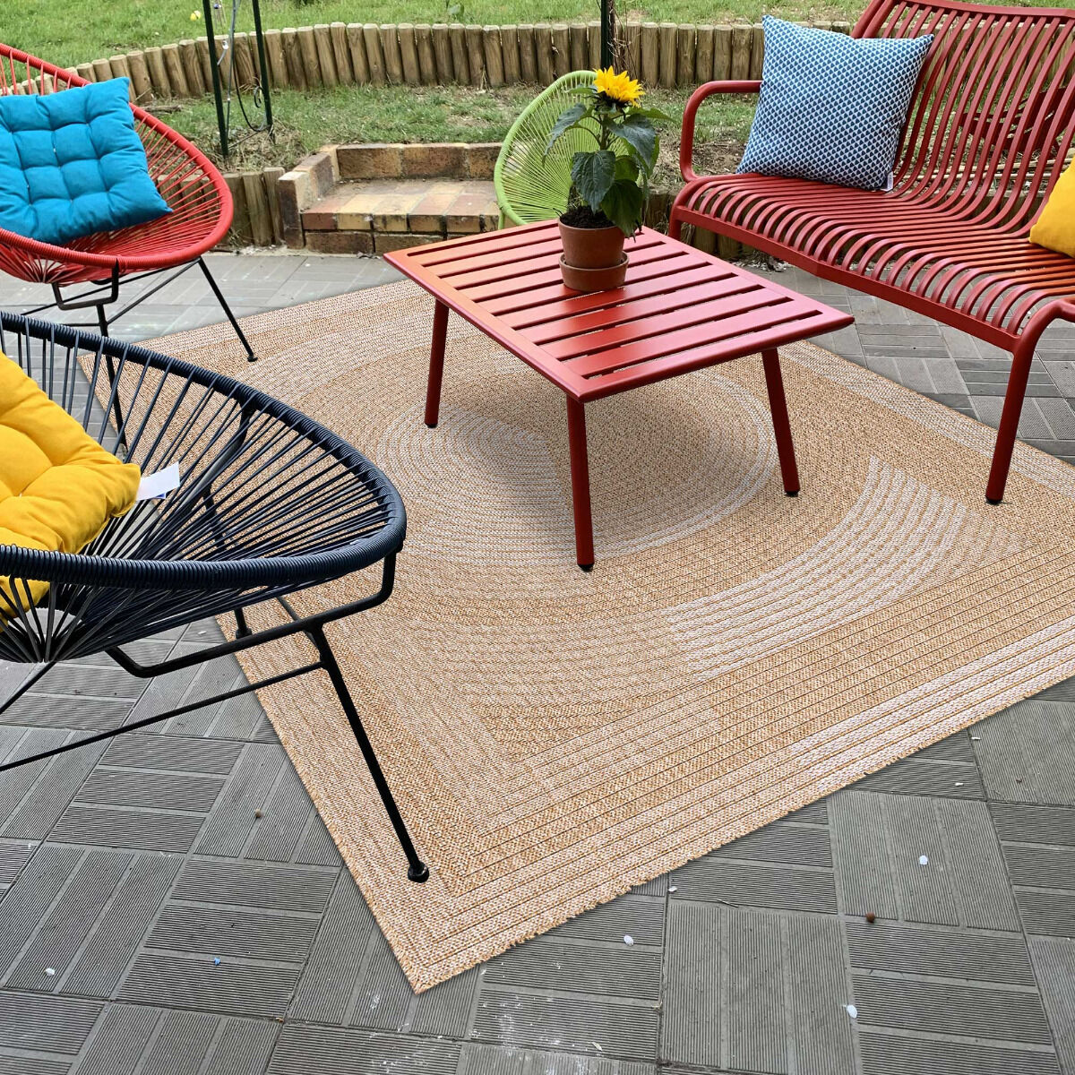 Tapis Jute Art 7 Beige, Blanc
