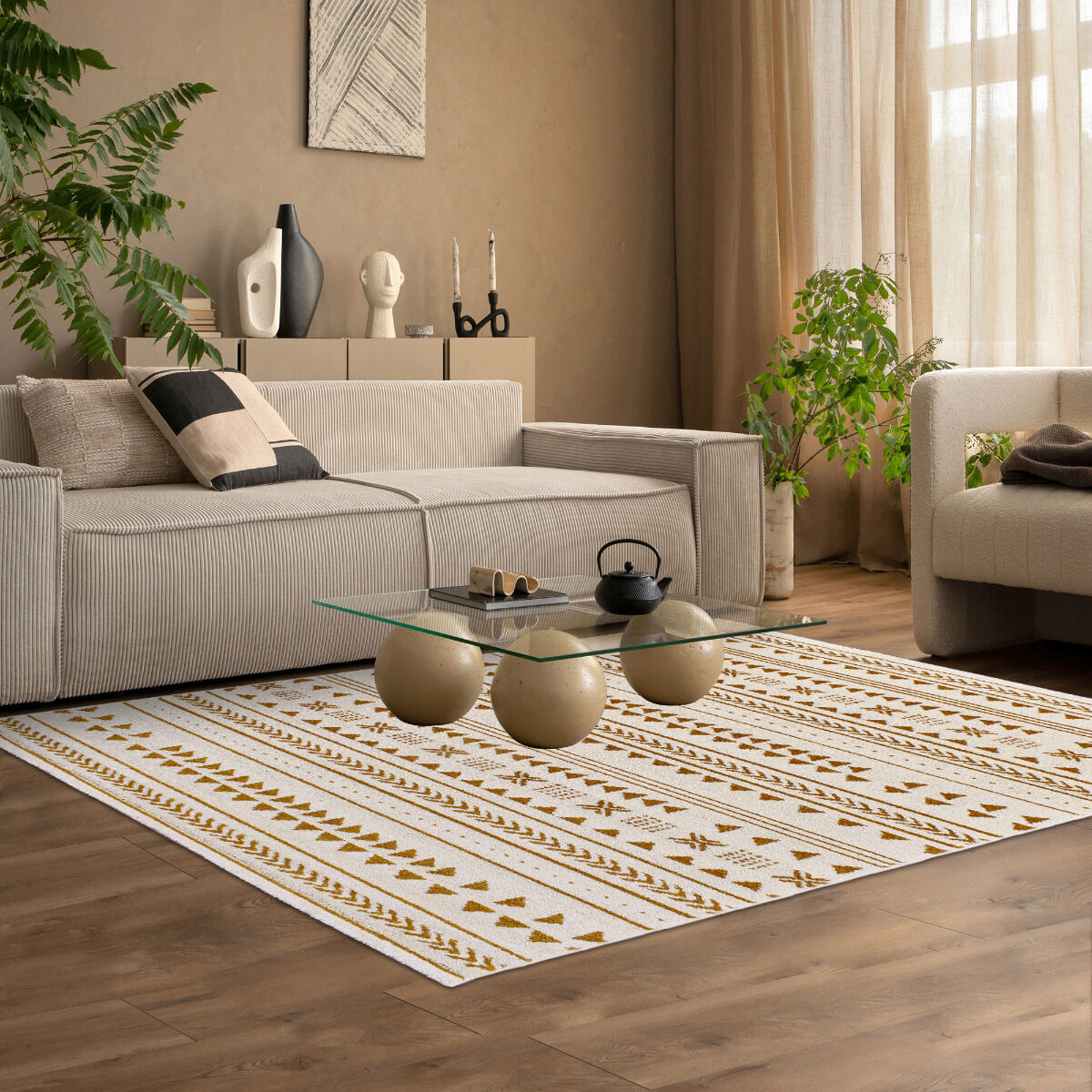 Tapis Ethny Camel, Crème thumbnail 3