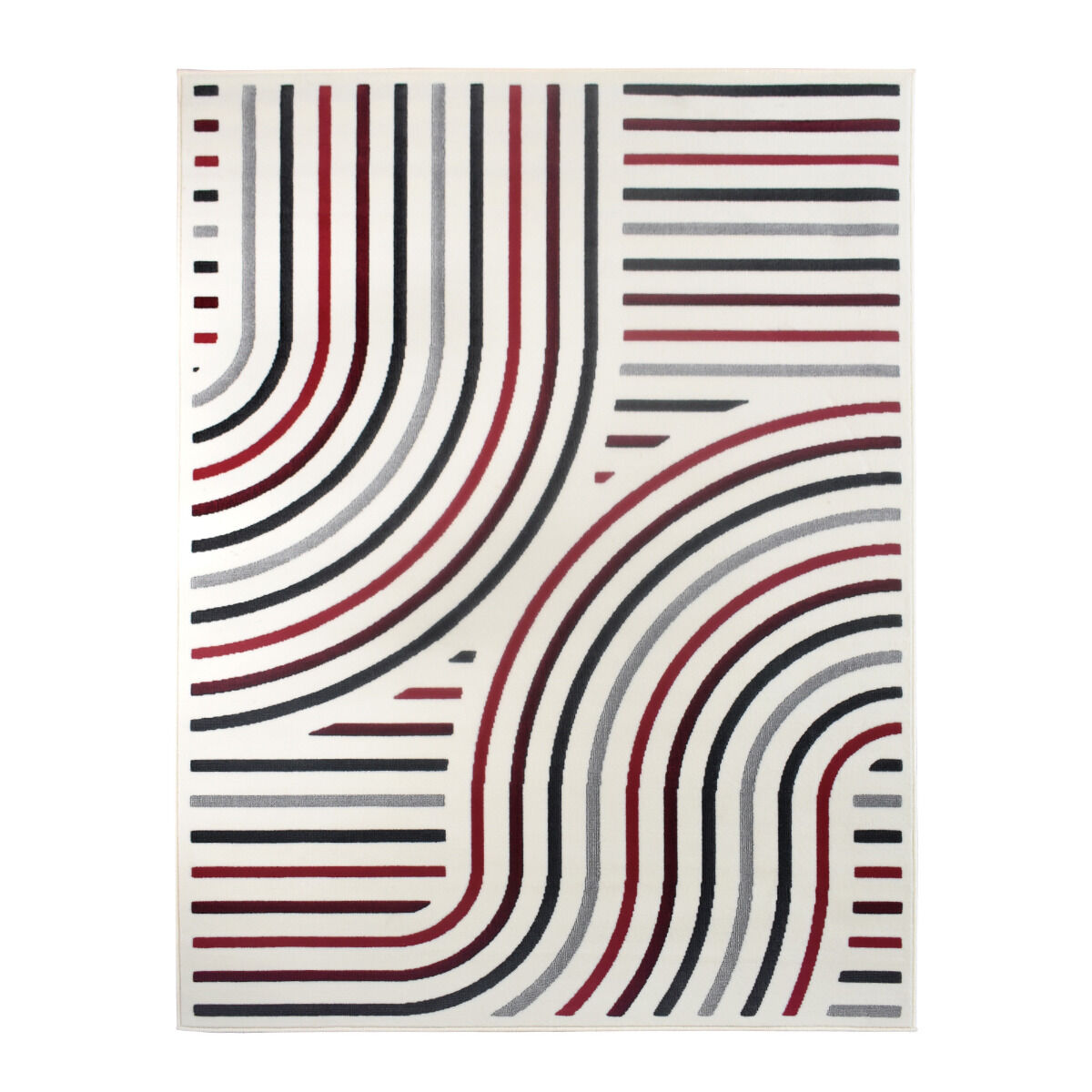 Tapis Mucour Rouge, Crème, Gris