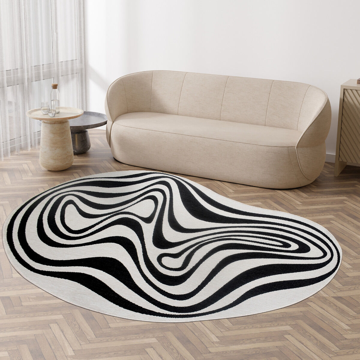 Tapis Ex1 Reversible Noir, Blanc thumbnail 3