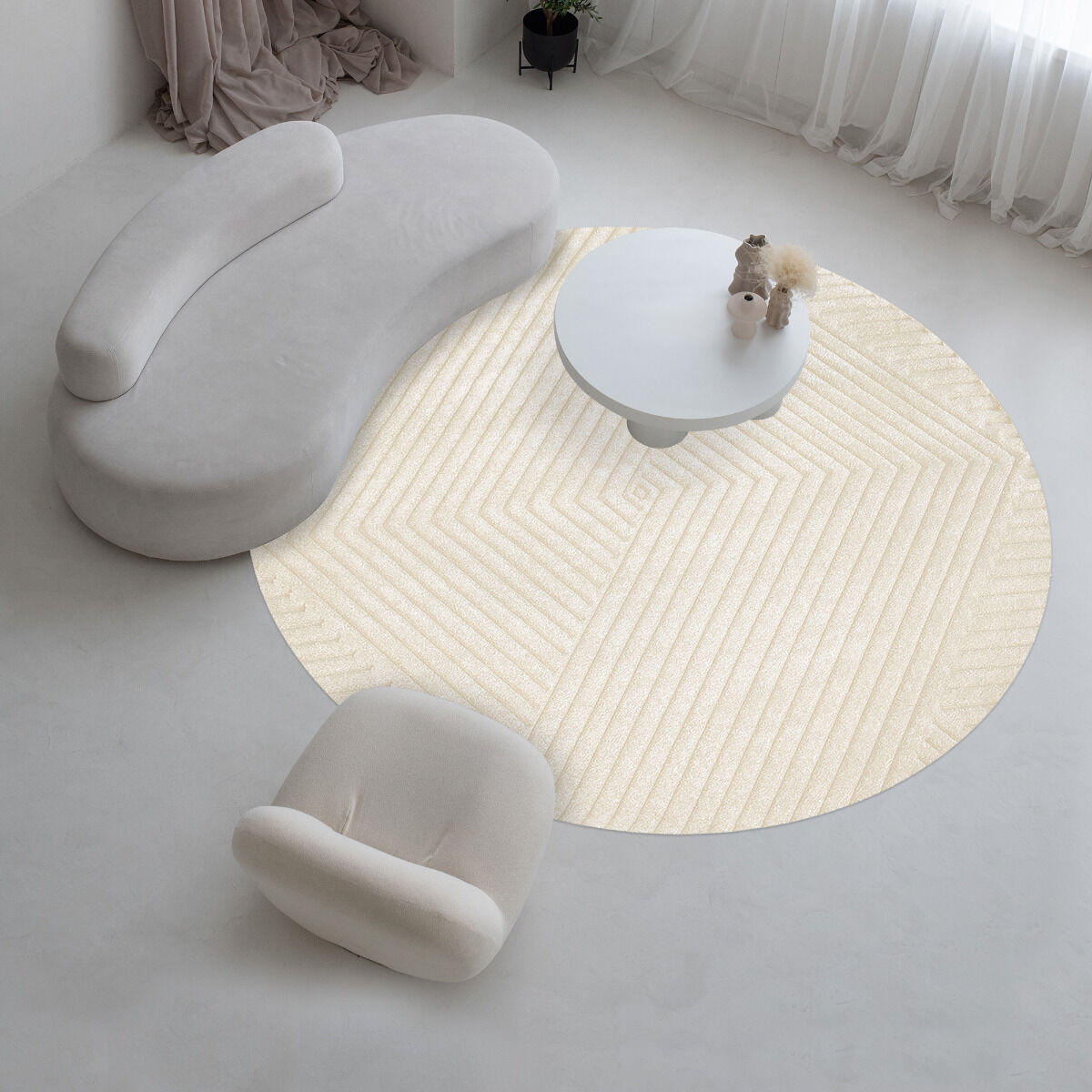 Tapis Kaori Rond Crème thumbnail 2