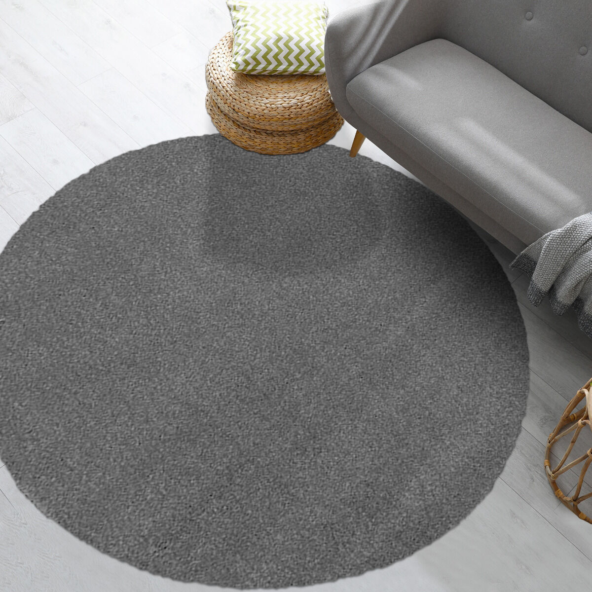 Tapis Rond Palmo Gris thumbnail 4