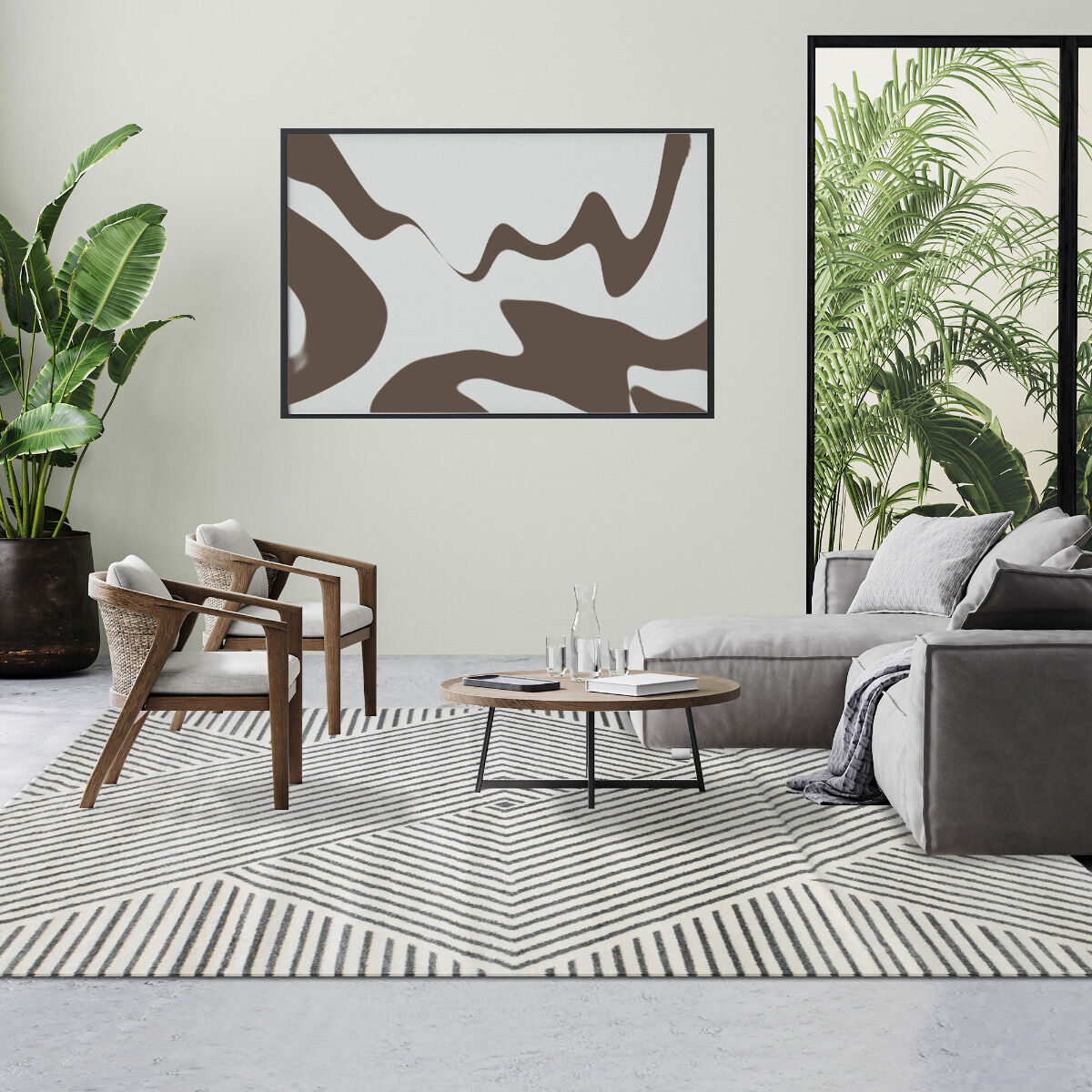 Tapis Kaori Gris, Crème