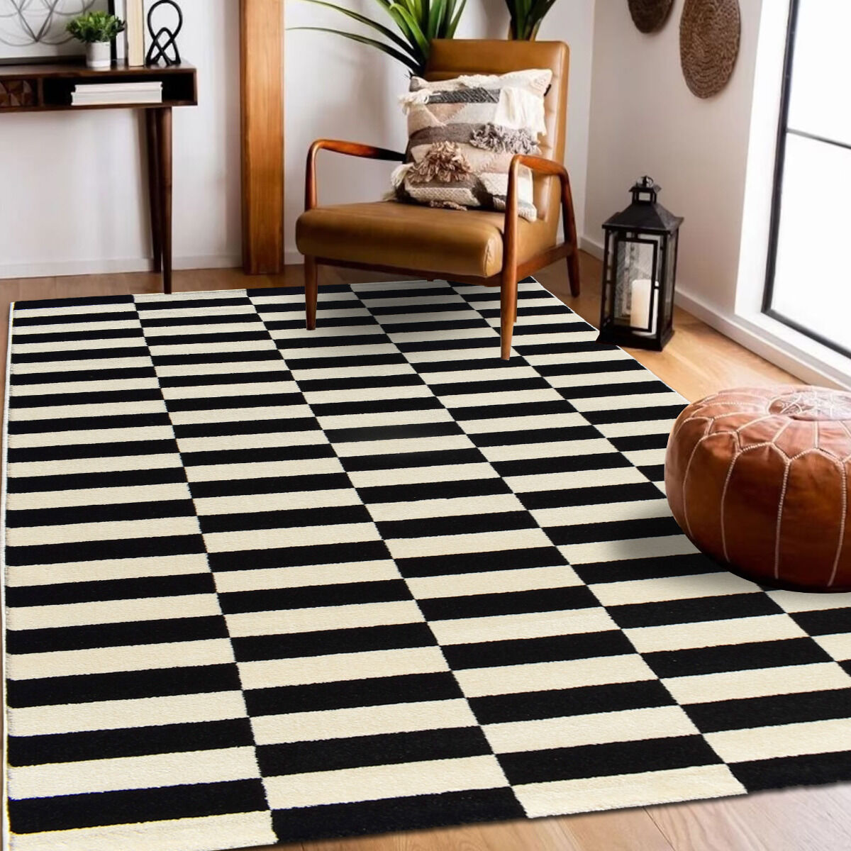 Tapis Danyo Crème, Noir