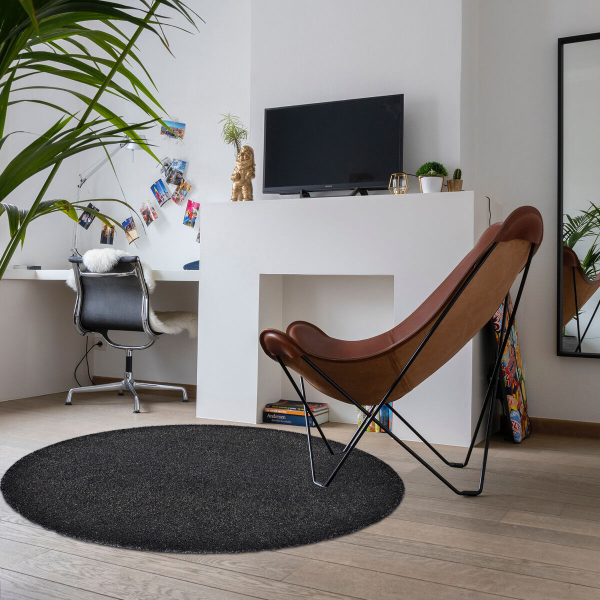 Tapis rond PALMO noir